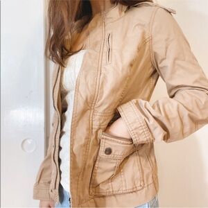FREE PEOPLE Khaki Tan Corduroy Utility Lightweight Jacket Size 4